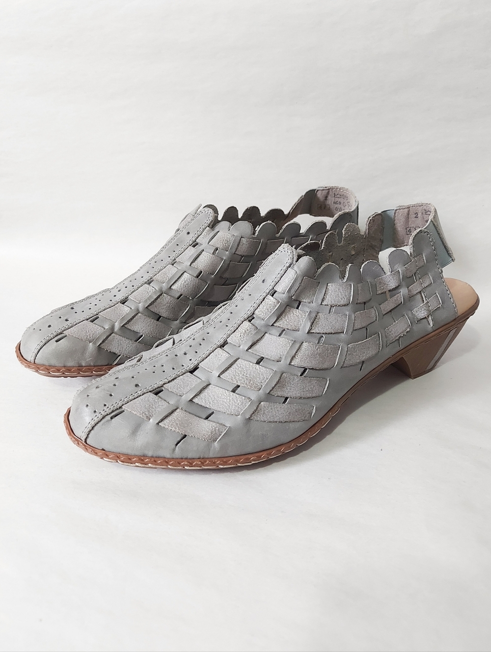 Rieker Women Metallic Perforated Woven Slingback Sandals Size 41 EU Low Heel